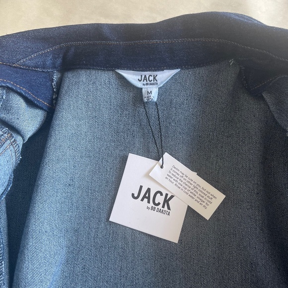 NWT BB Dakota Moto Style Jean Denim Zip Casual Biker Dark Blue Jacket Medium - Picture 7 of 10